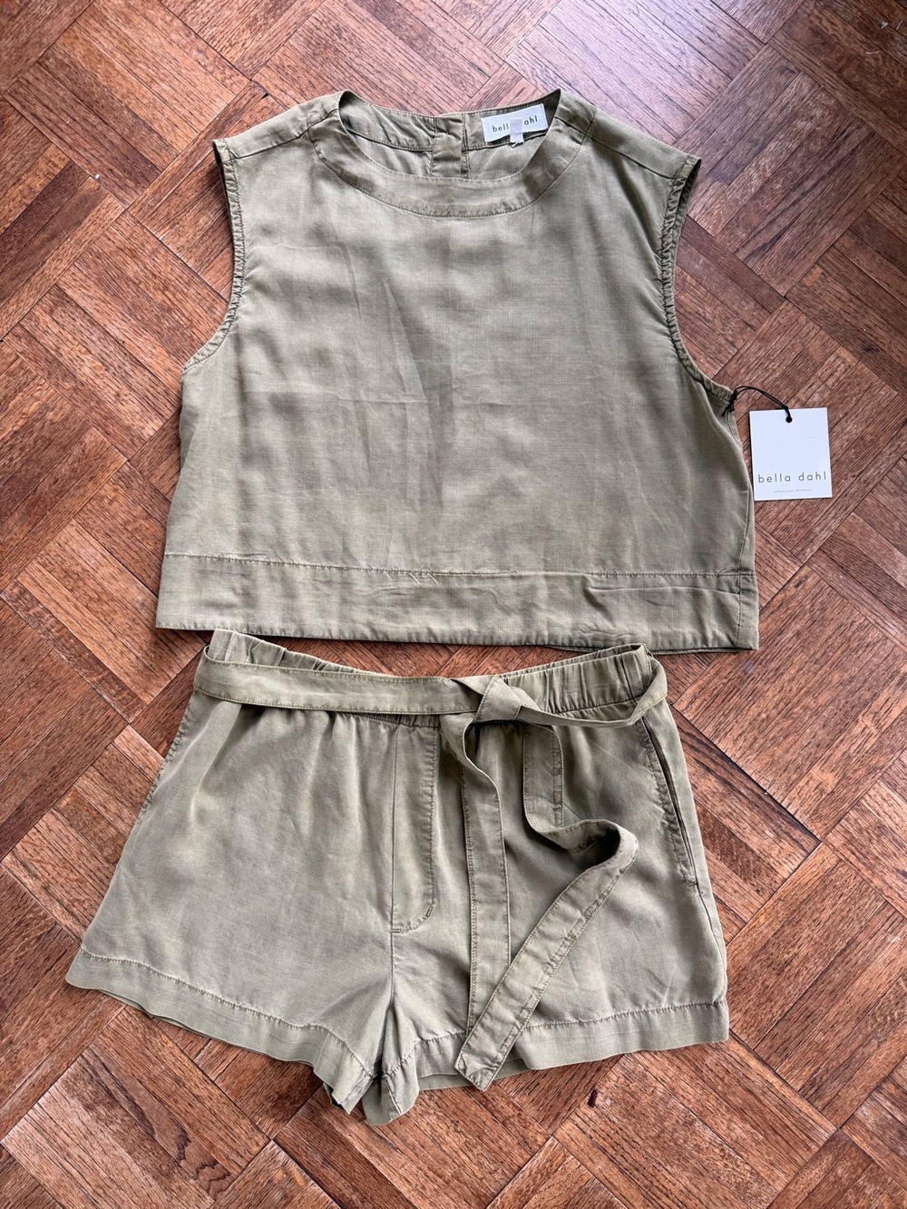 *NEW* Bella Dahl 100% Tencel Utility Matching Set . Olive Green.  Sz Small